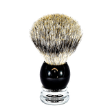 TOP! Scheerkwast SILVERTIP dassenhaar; zwart acrylglas