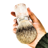 TOP!!! XXL Scheerkwast SILVERTIP dassenhaar, transparant acryl